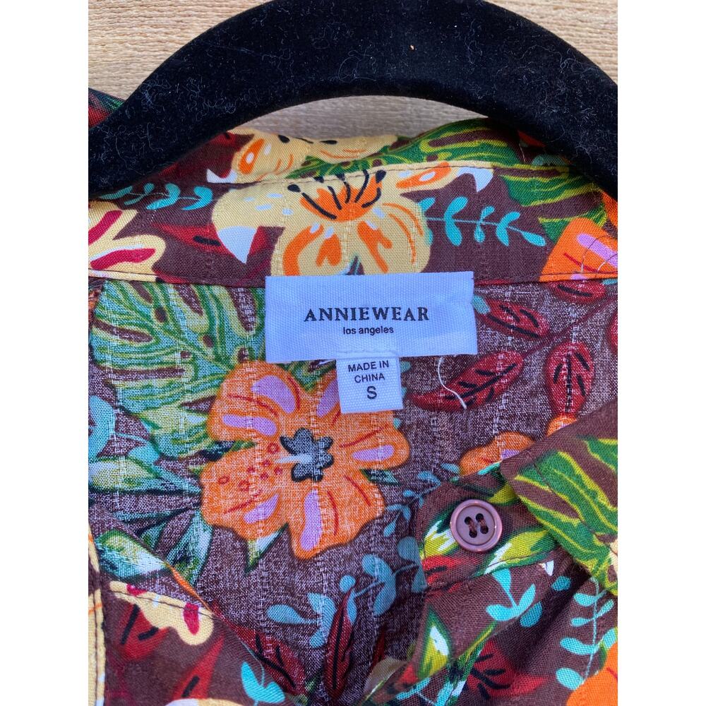 Anniewear brown colorful floral 60's vibes shirt dress - Picture 5 of 6